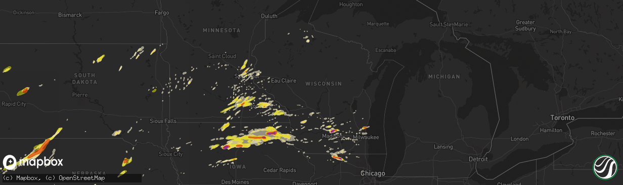 Hail map in Wisconsin on May 15, 2017