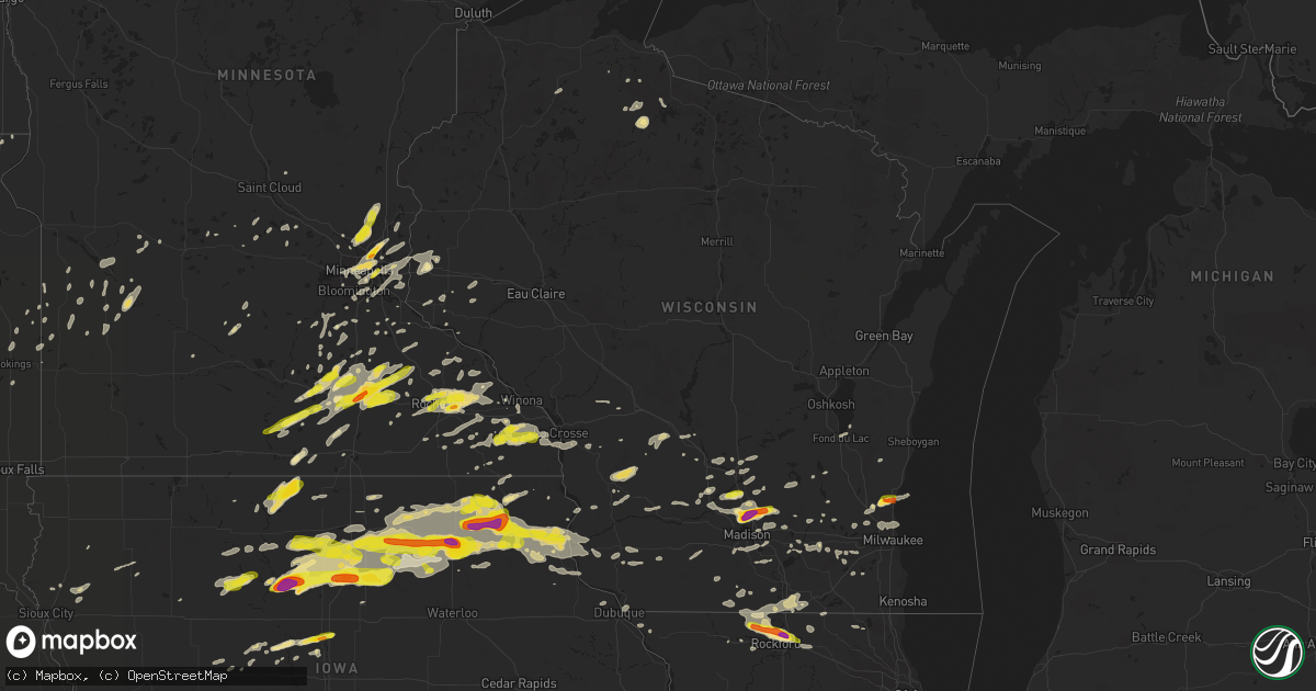 Hail map in Wisconsin on May 15, 2017