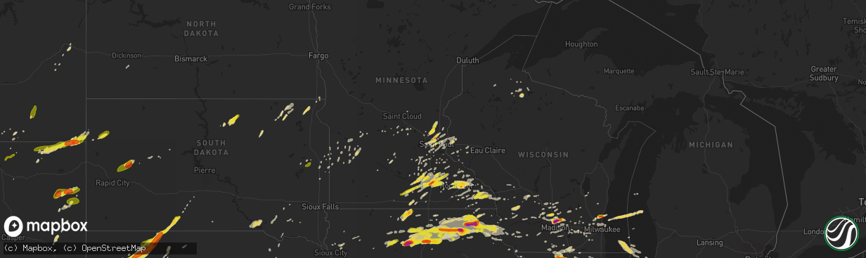 Hail map on May 15, 2017