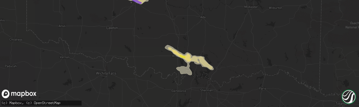 Hail map in Ardmore, OK on May 15, 2018