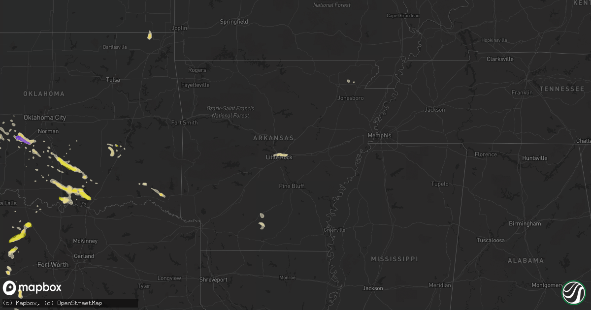 Hail map in Arkansas on May 15, 2018