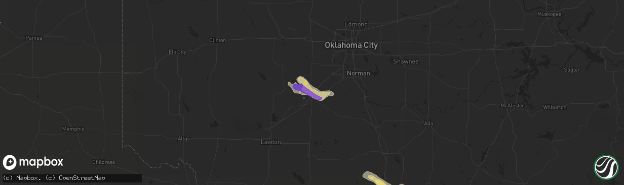 Hail map in Chickasha, OK on May 15, 2018