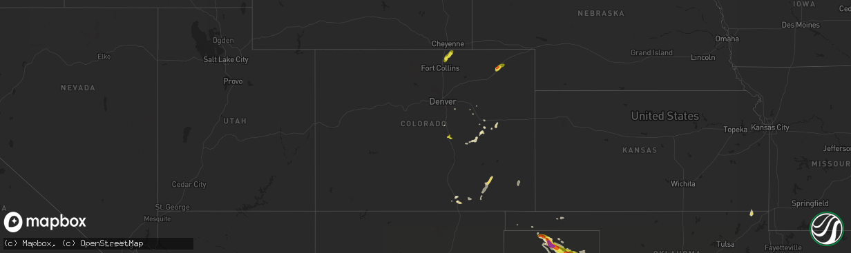 Hail map in Colorado on May 15, 2018