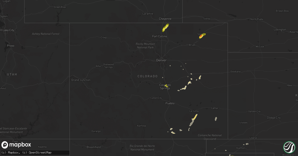 Hail map in Colorado on May 15, 2018