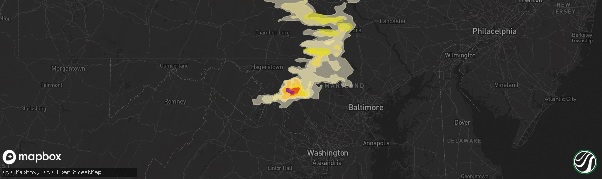 Hail map in Frederick, MD on May 15, 2018