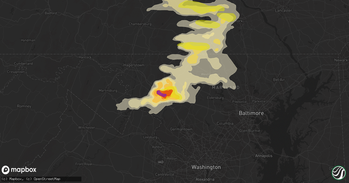 Hail map in Frederick, MD on May 15, 2018