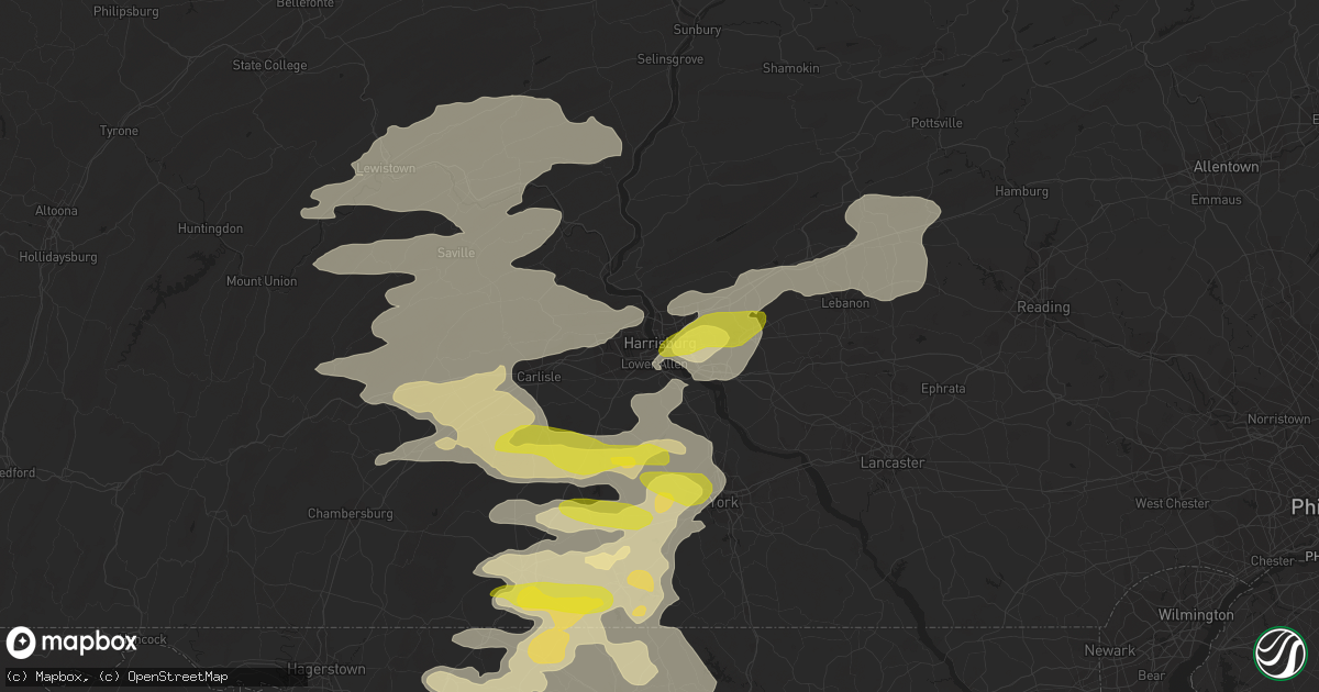 Hail map in Harrisburg, PA on May 15, 2018