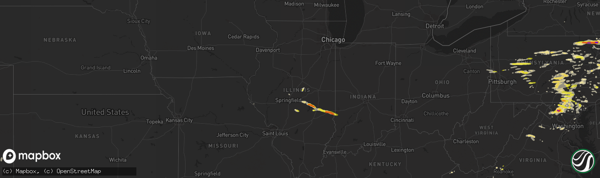 Hail map in Illinois on May 15, 2018