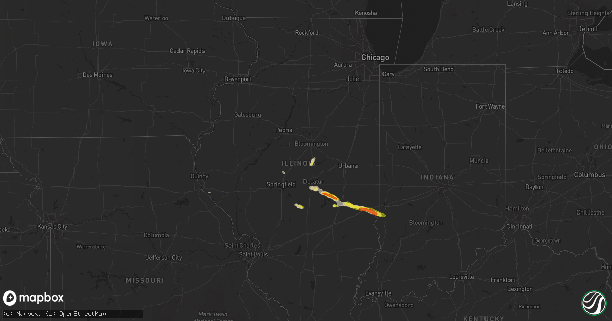 Hail map in Illinois on May 15, 2018