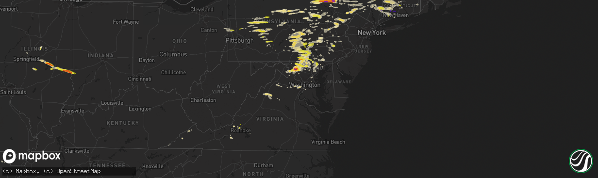 Hail map in Maryland on May 15, 2018