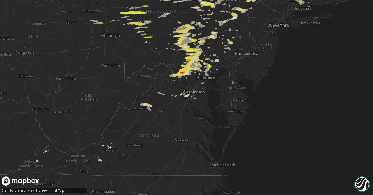 Hail map in Maryland on May 15, 2018