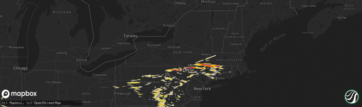 Hail map in New York on May 15, 2018