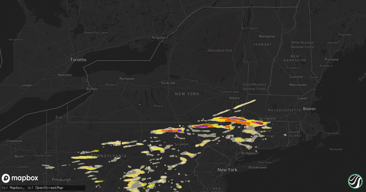 Hail map in New York on May 15, 2018