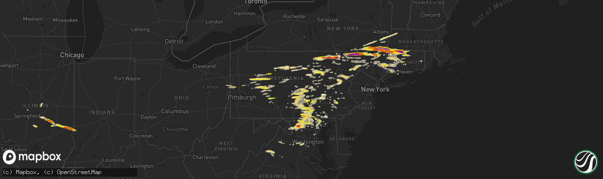 Hail map in Pennsylvania on May 15, 2018