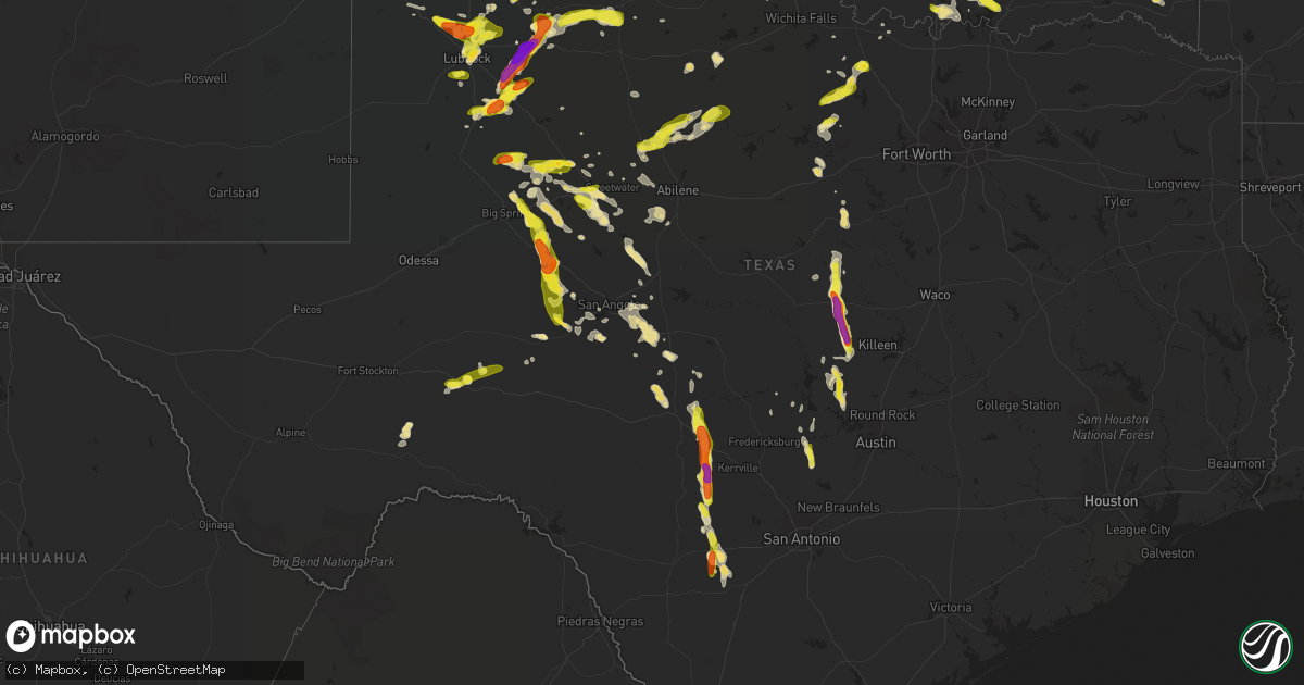 Hail map in Texas on May 15, 2018