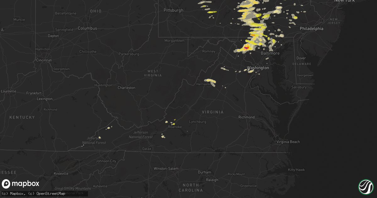 Hail map in Virginia on May 15, 2018