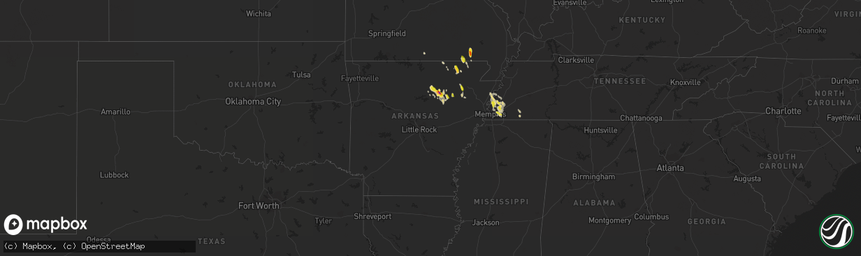 Hail map in Arkansas on May 15, 2019