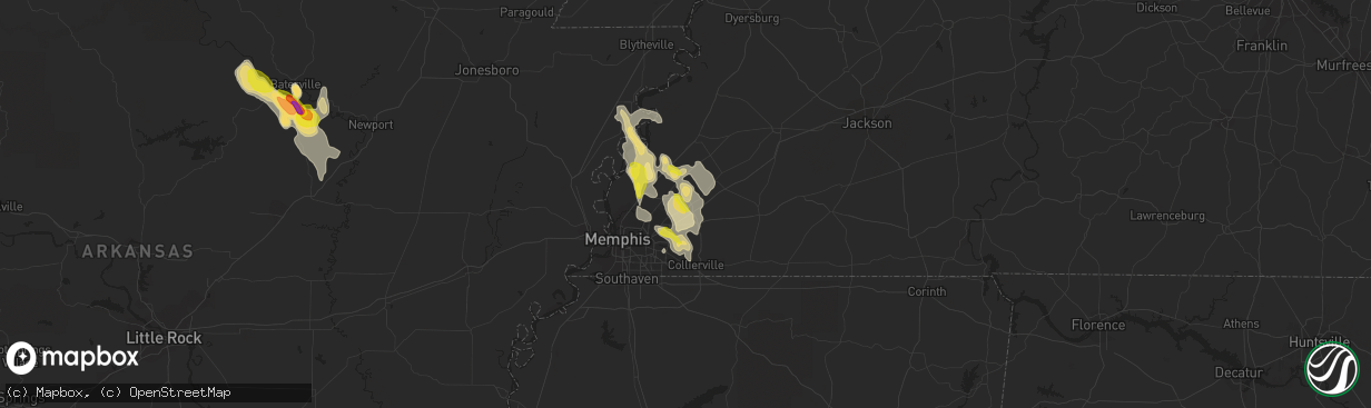 Hail map in Arlington, TN on May 15, 2019