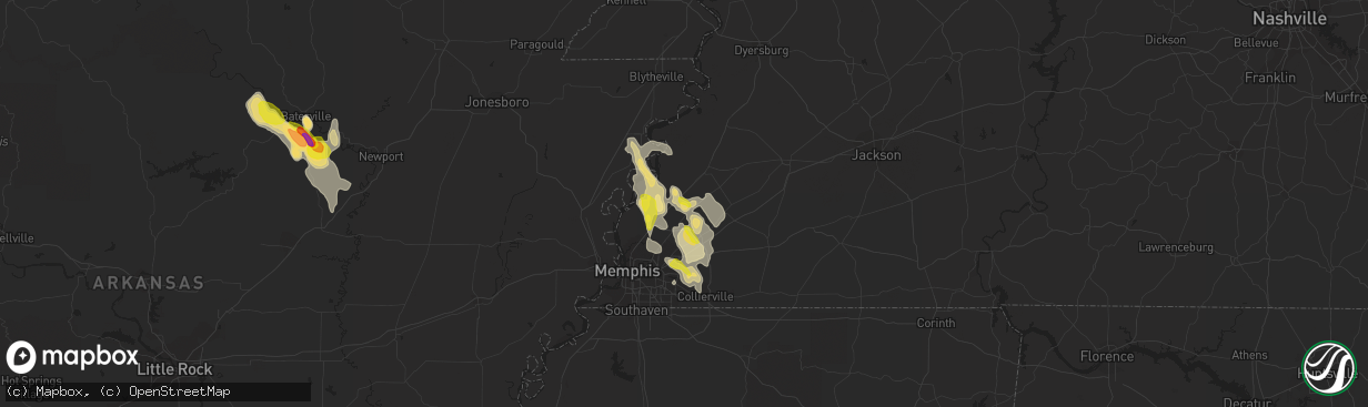 Hail map in Atoka, TN on May 15, 2019