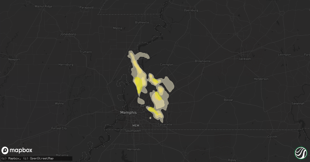 Hail map in Atoka, TN on May 15, 2019