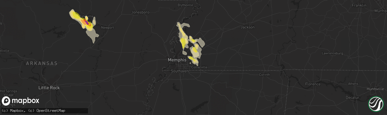 Hail map in Cordova, TN on May 15, 2019