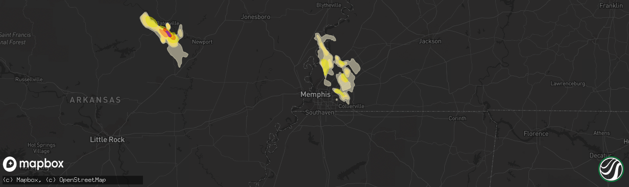 Hail map in Memphis, TN on May 15, 2019