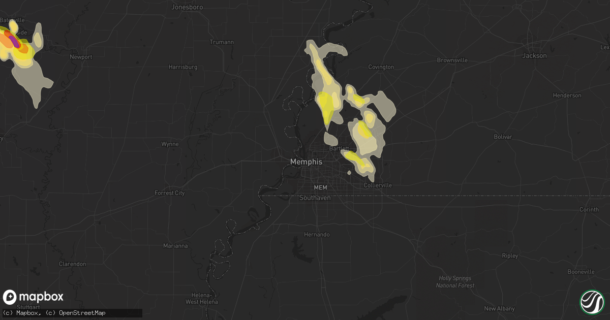 Hail map in Memphis, TN on May 15, 2019