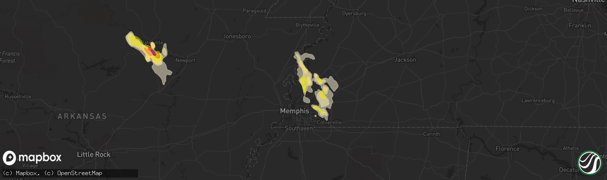 Hail map in Millington, TN on May 15, 2019