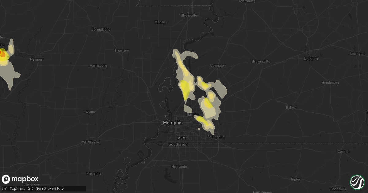 Hail map in Millington, TN on May 15, 2019