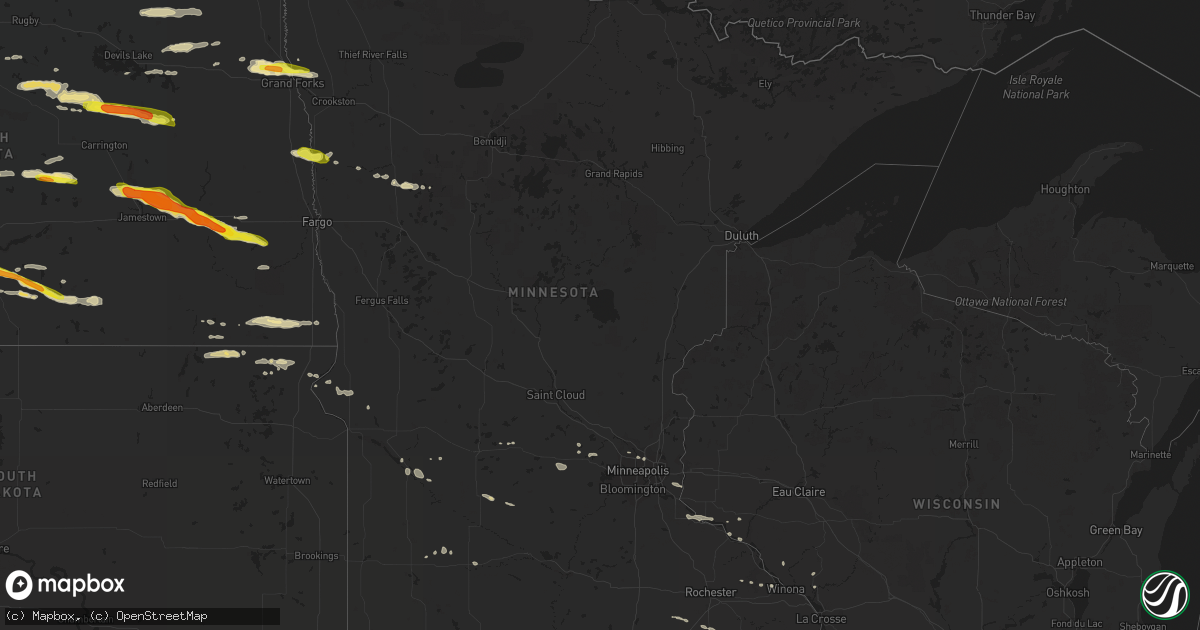 Hail map in Minnesota on May 15, 2019