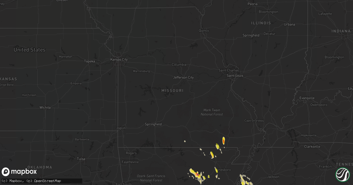 Hail map in Missouri on May 15, 2019