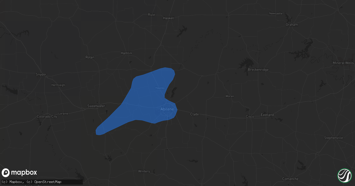 Hail map in Abilene, TX on May 15, 2020
