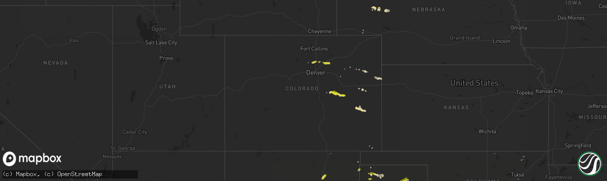 Hail map in Colorado on May 15, 2020