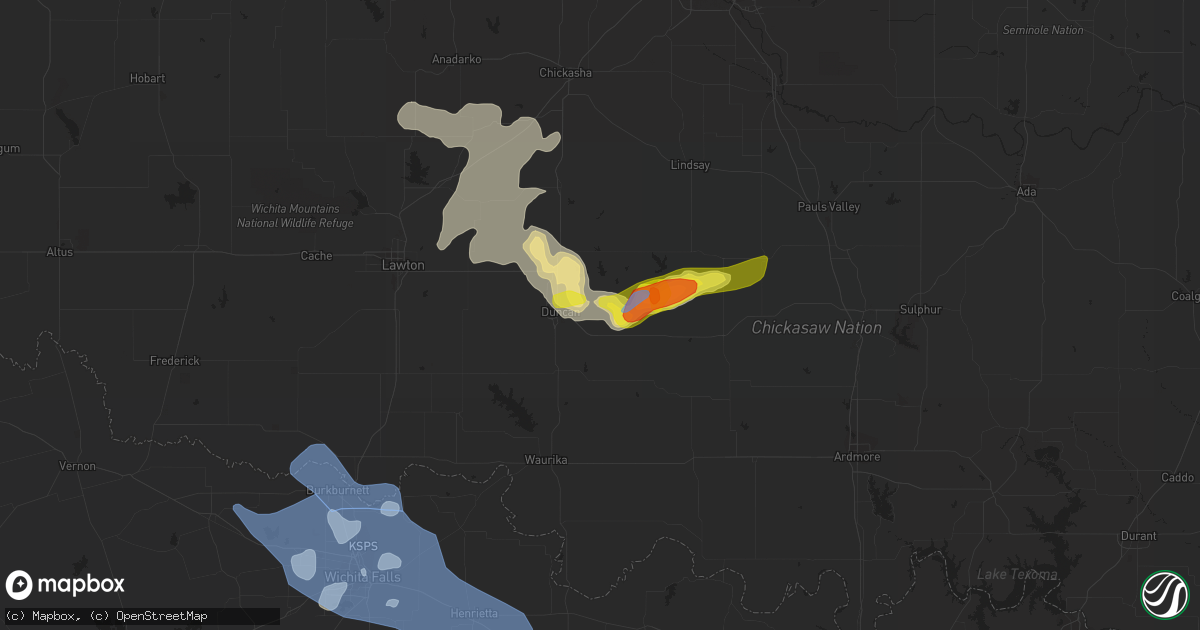 Hail map in Duncan, OK on May 15, 2020