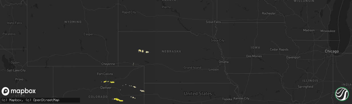 Hail map in Nebraska on May 15, 2020