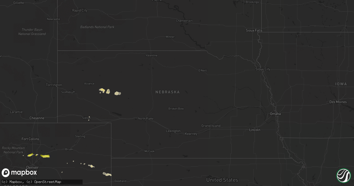 Hail map in Nebraska on May 15, 2020