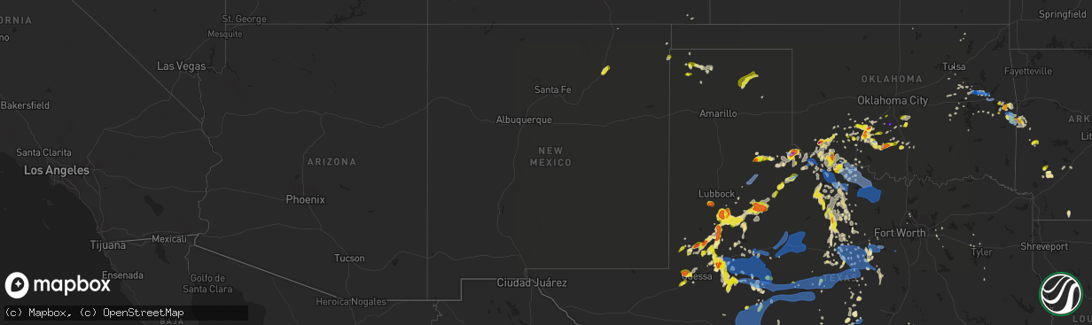 Hail map in New Mexico on May 15, 2020