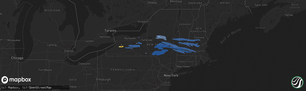 Hail map in New York on May 15, 2020