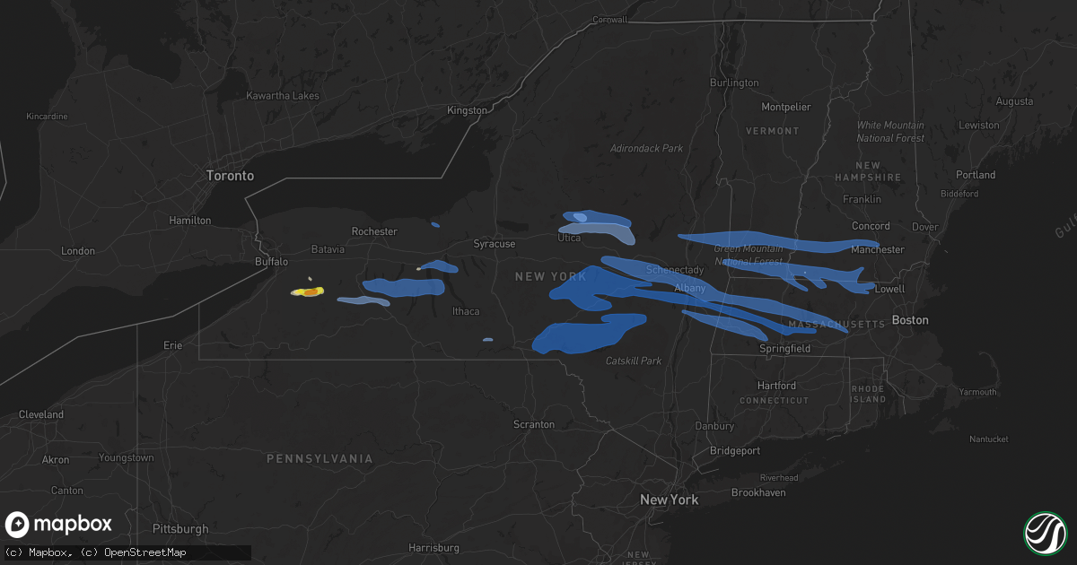 Hail map in New York on May 15, 2020