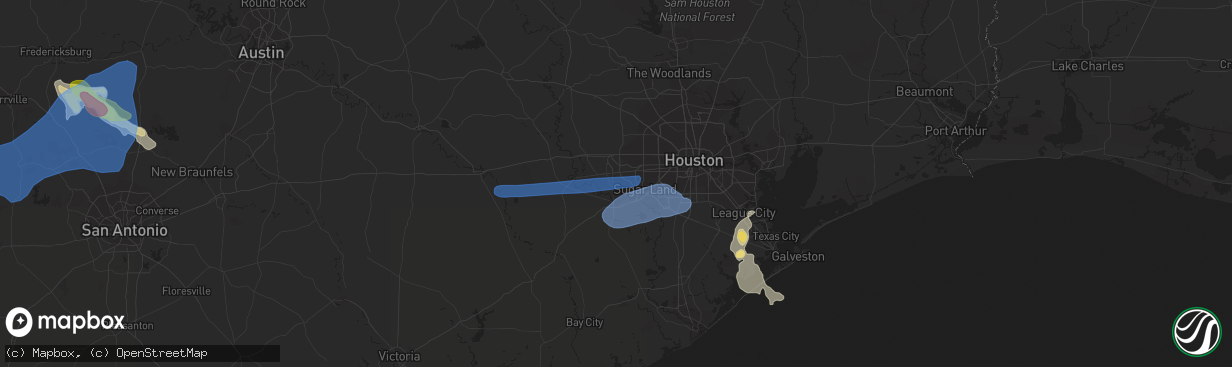 Hail map in Richmond, TX on May 15, 2020