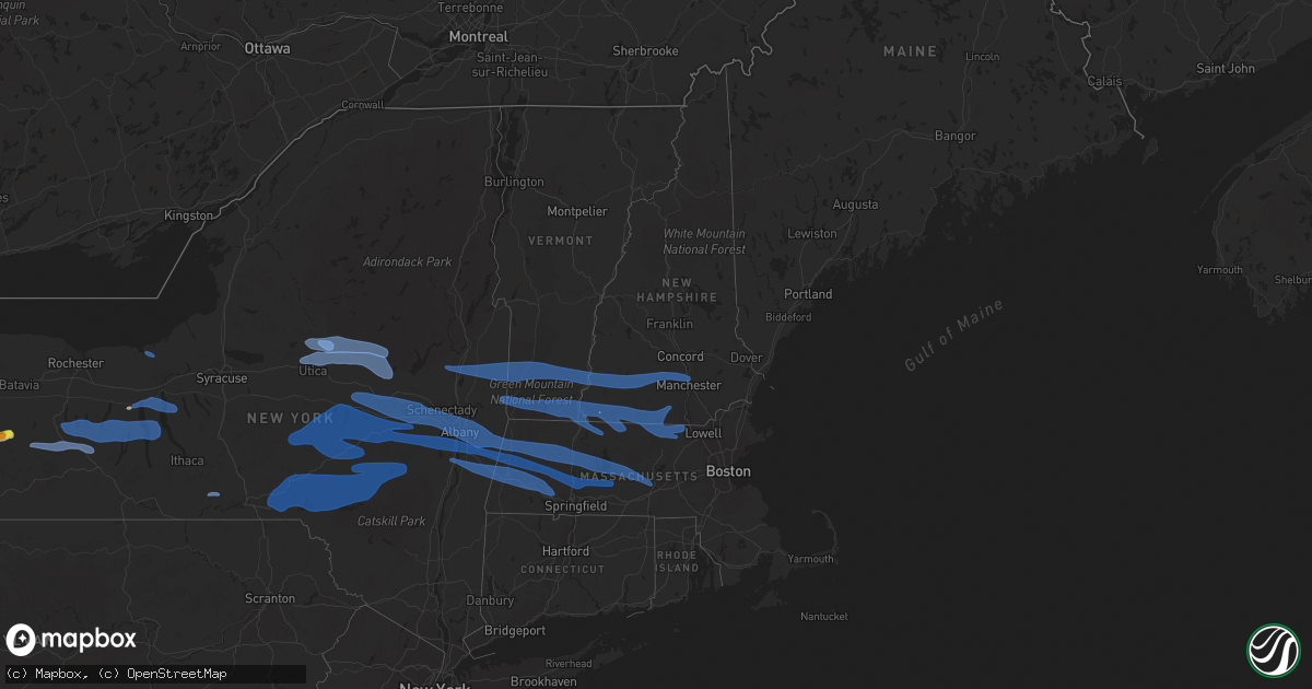 Hail map in Vermont on May 15, 2020