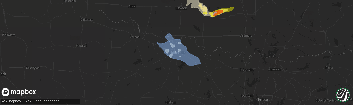 Hail map in Wichita Falls, TX on May 15, 2020