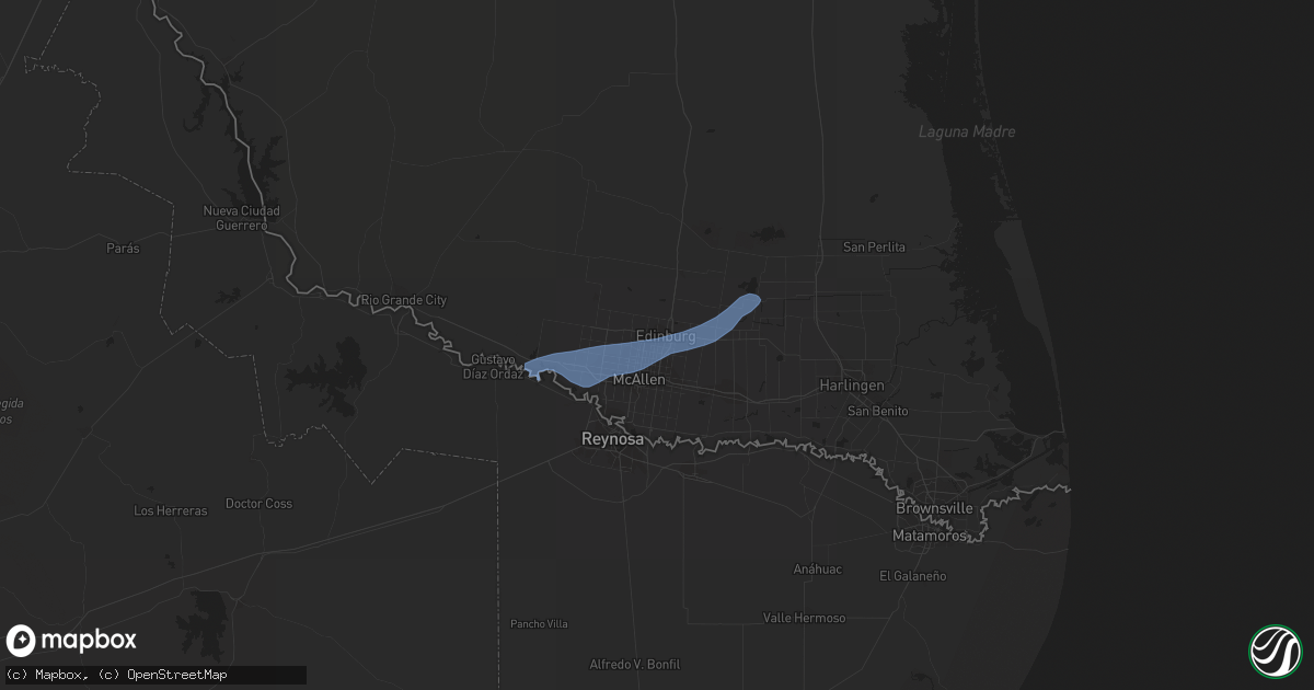 Hail map in Edinburg, TX on May 15, 2021
