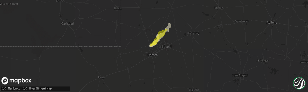 Hail map in Gardendale, TX on May 15, 2021