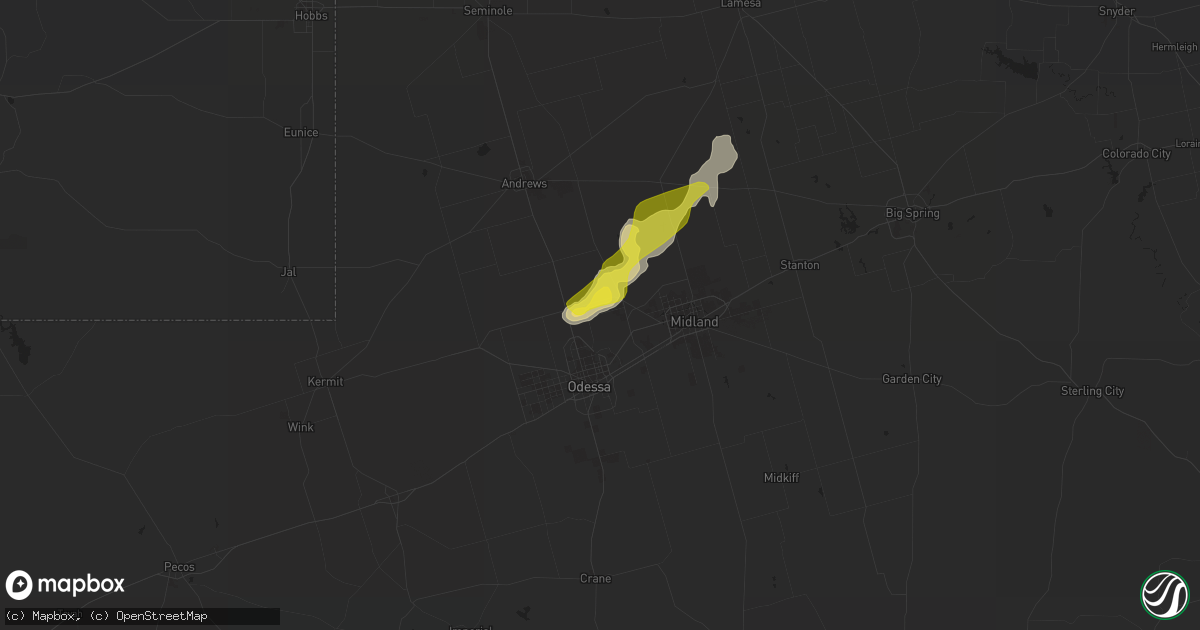 Hail map in Gardendale, TX on May 15, 2021