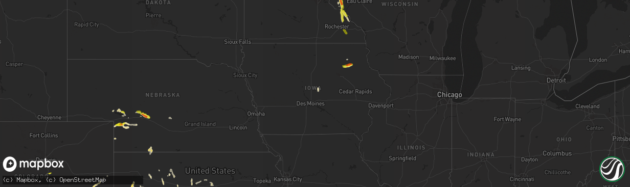 Hail map in Iowa on May 15, 2021