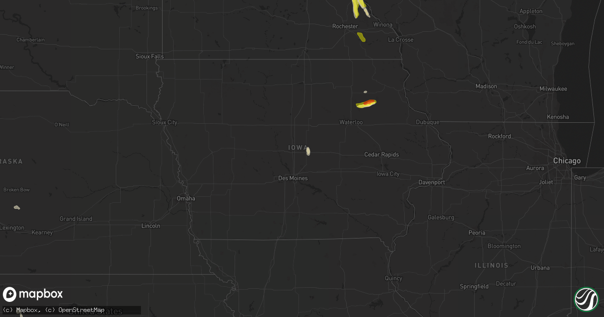 Hail map in Iowa on May 15, 2021