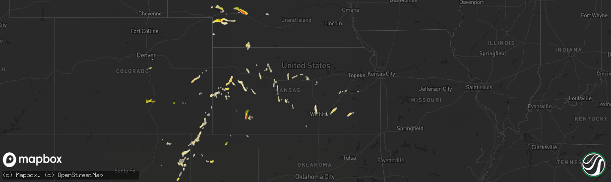 Hail map in Kansas on May 15, 2021