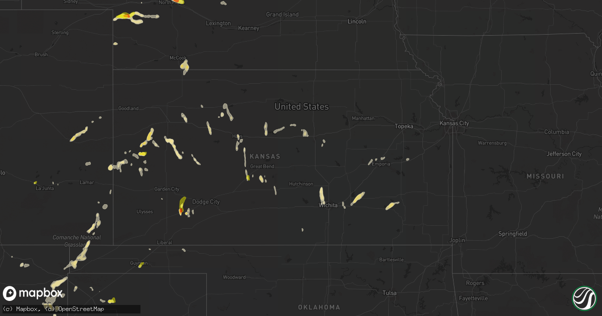 Hail map in Kansas on May 15, 2021