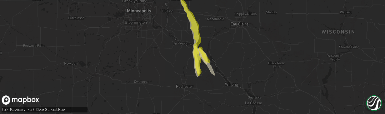 Hail map in Lake City, MN on May 15, 2021